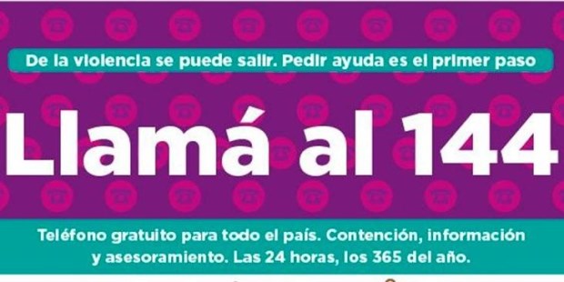 Comercios platenses deberán exhibir la publicidad de línea gratuita 144 de asistencia por violencia de género