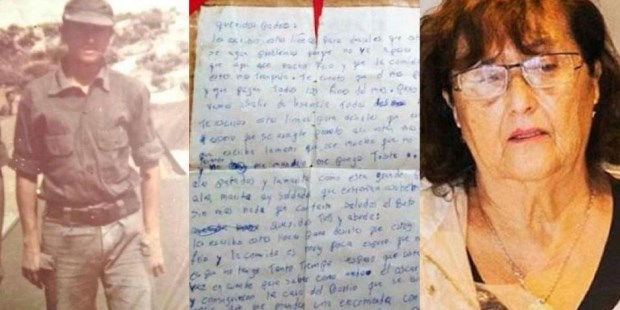 La carta que Jorge Ludueña escribió a su madre y familiares en 1982 desde las islas Malvinas.