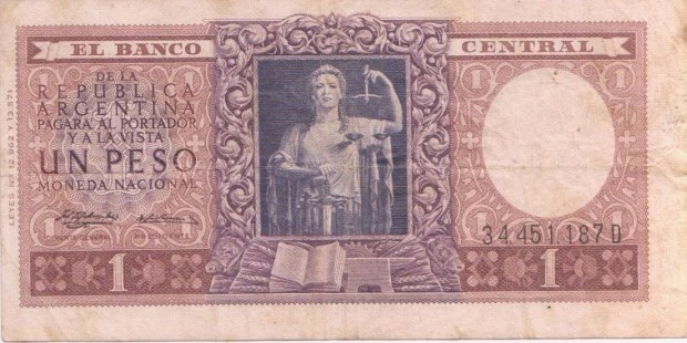 Como en aquel billete de 1 peso moneda nacional 