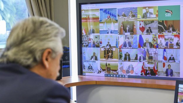 En esta oportunidad, la reunión de los líderes del G20 se realizó de manera virtual por teleconferencia.­