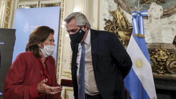 Elena Highton de Nolasco fue la única jueza de la Corte presente durante el anuncio del presidente Alberto Fernández en la Casa Rosada.