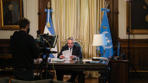 El discurso del Presidente fue grabado y difundido en la Sala de la Asamblea de la ONU, en la ciudad de Nueva York.