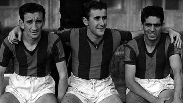 Armando Farro, René Pontoni y Rinaldo Martino, el trío estelar del San Lorenzo campeón del ´46.