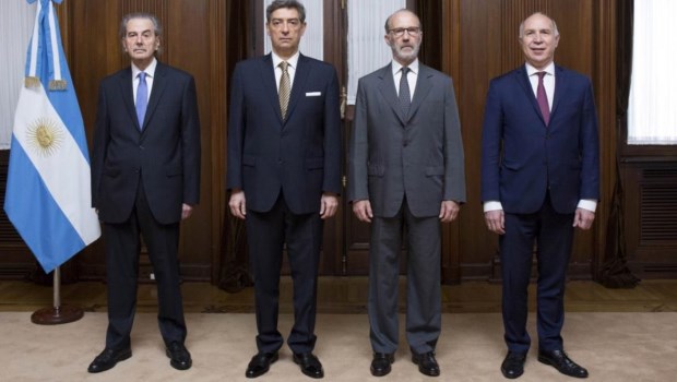 Los ministros de la Corte Suprema de Justicia: Juan Carlos Maqueda, Horacio Rosatti, Carlos Rosenkrantz (presidente) y Ricardo Lorenzetti.