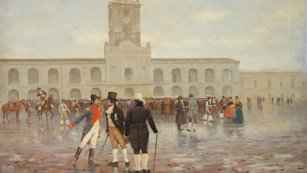 La Revolución de Mayo. Oleo de Francisco Fortuny (1910).
