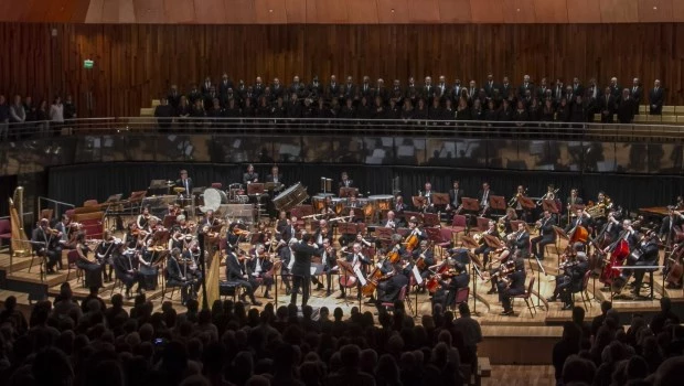 La Orquesta Sinfónica y el Coro Polifónico Nacional, dos de los elencos estables que participaron de la grabación del nuevo Cancionero Patrio. GENTILEZA FEDERICO KAPLUN