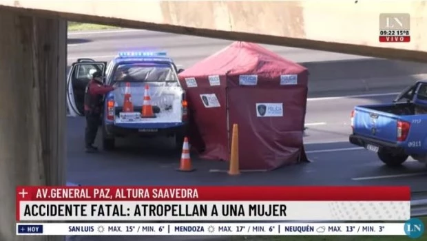 Una mujer cruzó corriendo la General Paz y murió al ser embestida por un auto