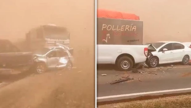 Dos muertos y un choque en cadena de 30 autos por tormentas de viento en Córdoba y Santa Fe