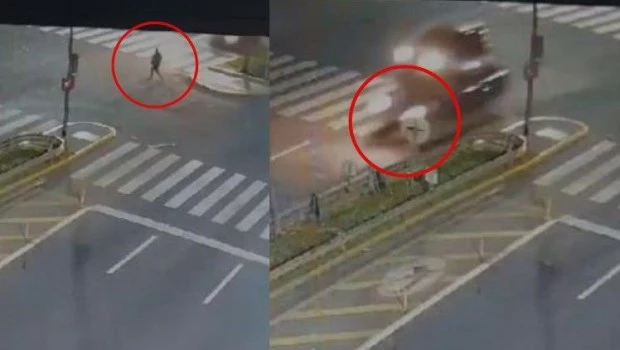 Difunden imágenes del momento en el que el polista atropelló, mató y huyó en la 9 de Julio