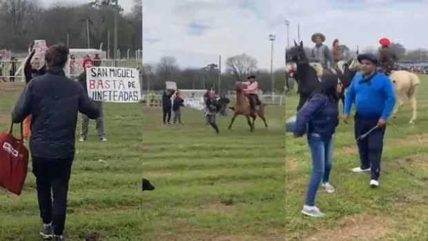Denuncian ataque a rebencazos contra activistas que manifestaban contra una jineteada en San Miguel