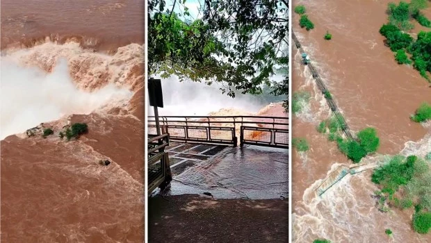 Por la crecida del río Iguazú, las Cataratas continúan cerradas mientras avanzan las tareas de recuperación