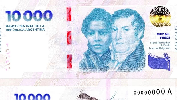 Ya circula el nuevo billete de 10.000 pesos