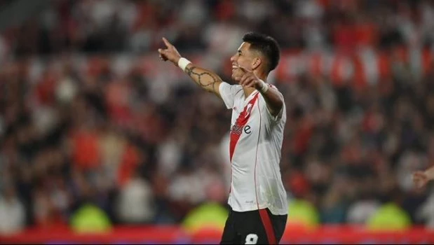 El primer grito de Maxi Meza con el Manto Sagrado. Prensa River