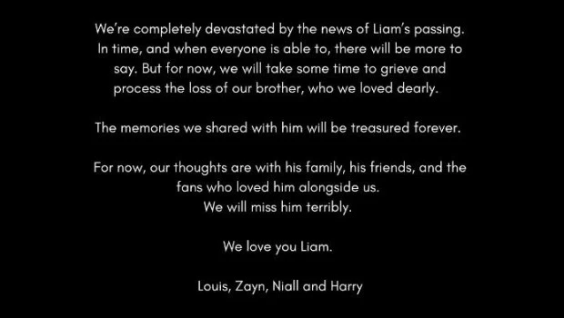 One Direction le dedicó un emotivo homenaje a su exintegrante fallecido