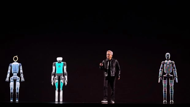 El fundador y CEO de NVIDIA, Jensen Huang, habló sobre robótica durante la conferencia de prensa de NVIDIA en el Consumer Electronics Show 2025 que se celebró en el hotel Mandalay Bay de Las Vegas.