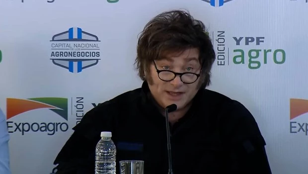 Milei en Expoagro: "Queremos eliminar el cepo y las retenciones para siempre"