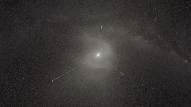 Una imagen de un espectáculo de planetario muestra una espiral en lo que se conoce como Nube de Oort, mucho más allá de Plutón.