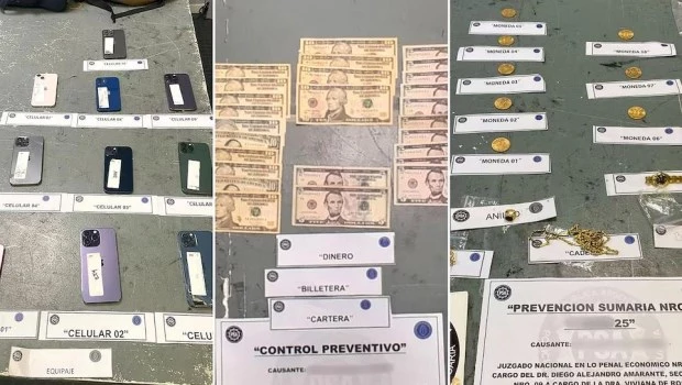 Una azafata fue detenida por contrabandear relojes, celulares y joyas