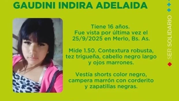 Buscan a una adolescente de 16 años en Merlo