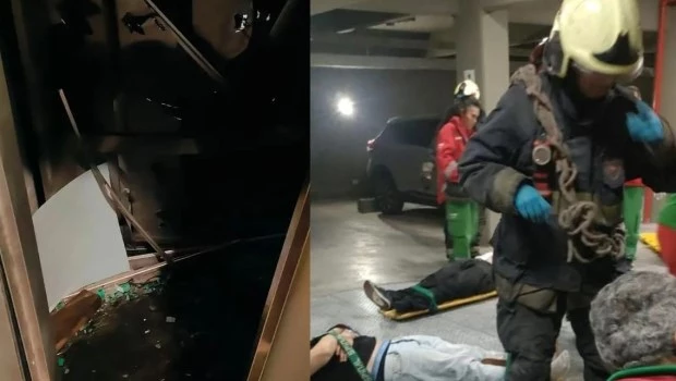 Susto en Palermo: se desplomó un ascensor del séptimo piso y nueve jóvenes fueron rescatados