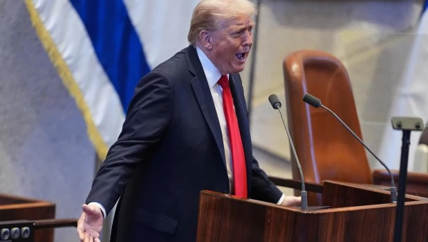 El presidente de Estados Unidos, Donald Trump, habla en el Knéset, el parlamento israelí en Jerusalén. (AP)