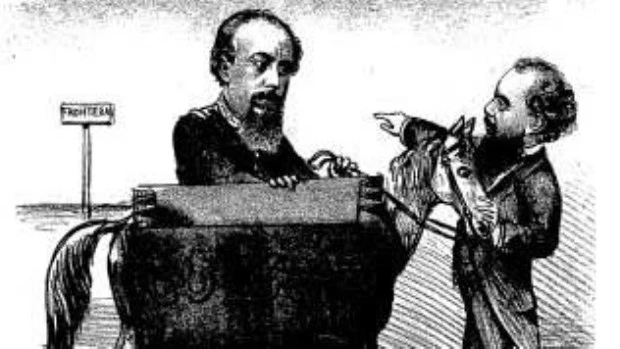 “El Mosquito” publicó el 20 de enero de 1878 esta caricatura del presidente Avellaneda, destacando su baja estatura, con el recién designado ministro de Guerra el general Julio A. Roca.