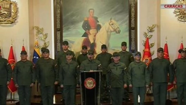 El ministro de Defensa de Venezuela, Vladimir Padrino, se pronuncia junto al alto mando militar sobre las "delirantes declaraciones" deTrump