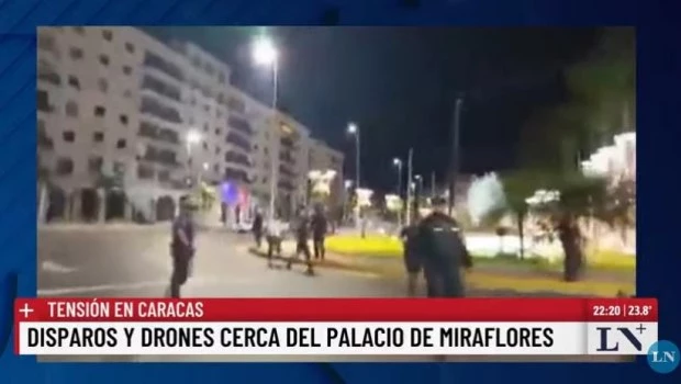 Tensión en Caracas: reportan disparos y drones sobre el Palacio de Miraflores