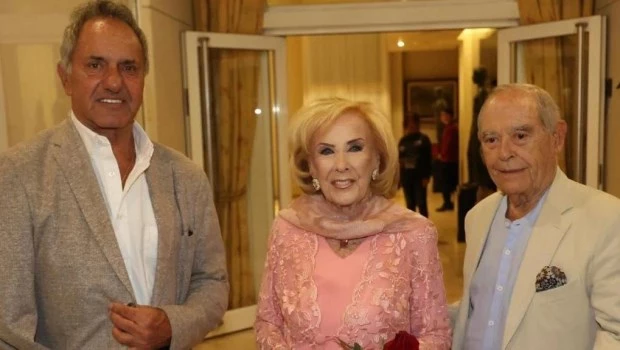 Daniel Scioli y Mirtha Legrand fueron recibidos por el empresario Florencio Aldrey en el Hotel Hermitage.