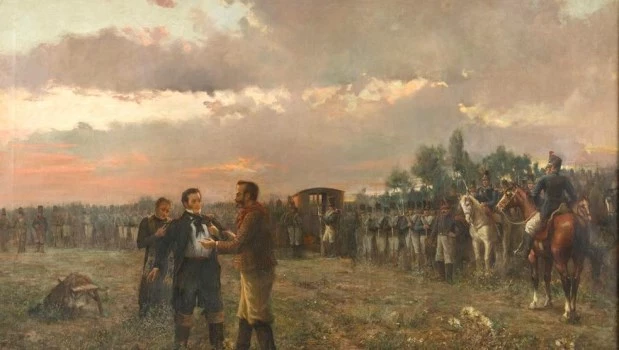 La escena, recreada por el arte, del fusilamiento más célebre de la historia argentina.