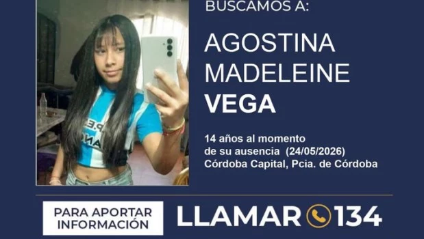 Activan Alerta Sofía para dar con el paradero de Agostina Vega en Córdoba