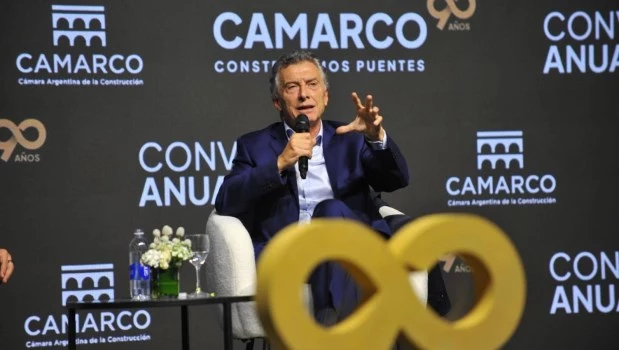 Macri y el expresidente de Colombia Iván Duque, durante sus ponencias en el marco por los 90 años de Camarco.Foto: Gustavo Carabajal.