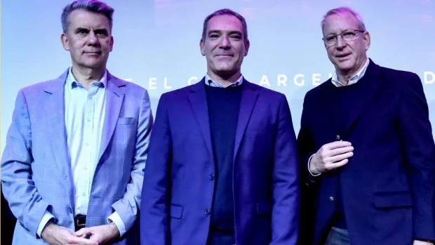 Fernando Alvarez de la Fundación Global, el intendente Agustín Neme y el titular del Incaa, Carlos Pirovano.