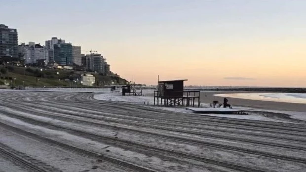 Mar del Plata amaneció con leves nevadas que cubrieron de blanco a la Ciudad Feliz