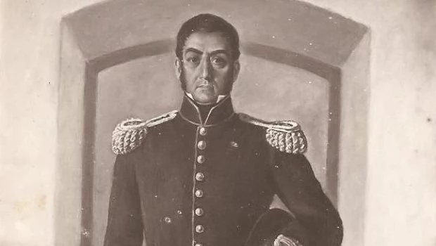 San Martín en el Cuartel del Retiro. Oleo de 1958 de Pablo C. Ducros Hicken (1903-1969).