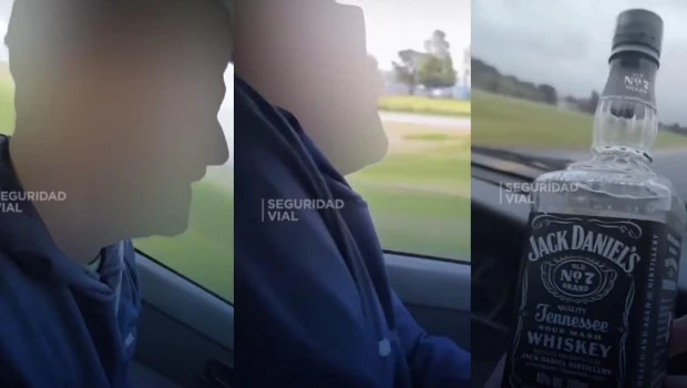 Conductor irresponsable: tomaba whisky mientras manejaba por Ruta 2