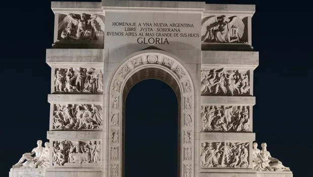 Maqueta del “Arco de la Unidad Nacional”, una obra monumental concebida durante el gobierno bonaerense del peronista Carlos Aloé.