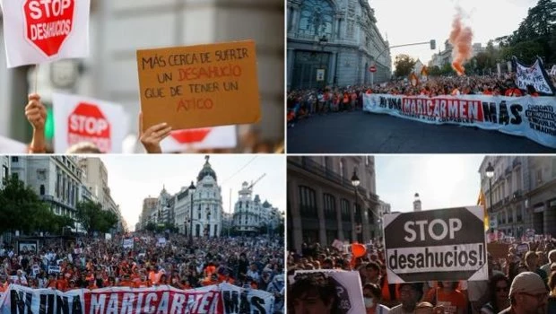 Madrid: miles de personas acampan en la Puerta del Sol para protestar por la crisis de vivienda