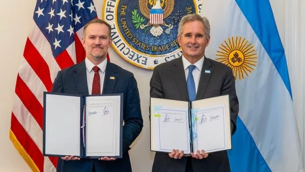 El representante comercial Jamieson Greer y el canciller Pablo Quirno, en Washington.