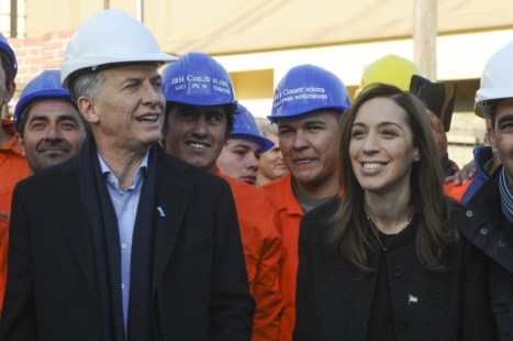 Macri y Vidal visitaron obras hidráulicas en Morón