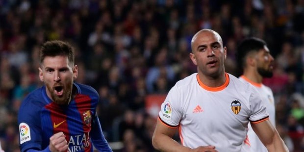 Messi festeja su segundo gol ante Valencia.
