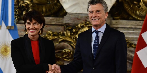 El presidente Mauricio Macri, recibió a la presidenta de la Confederación Suiza, Doris Leuthard.