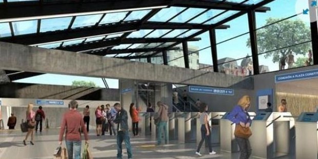 La estación, ubicada a 14,5 metros de profundidad y con una superficie de 8800 metros cuadrados, será el primer nodo subterráneo de la obra, contará con una inversión de 283 millones de dólares.