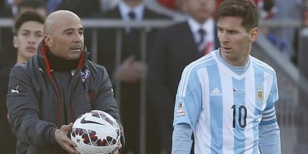 Jorge Sampaoli y Lionel Messi.