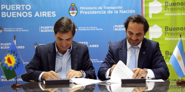 El ministro de Producción de la Provincia de Buenos Aires, Javier Tizado, junto al interventor del Puerto Buenos Aires, Gonzalo Mórtola.