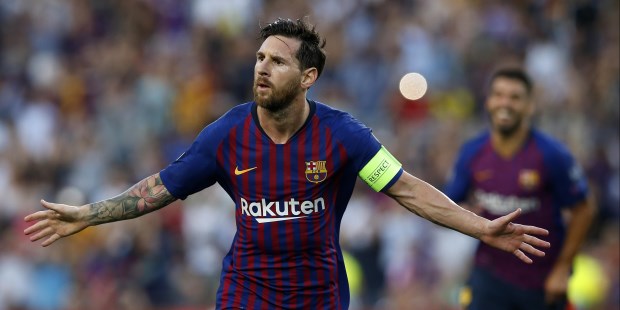 Una imagen mil veces repetida. Messi con los brazos abiertos, celebrando un nuevo gol de su autoría para Barcelona.­