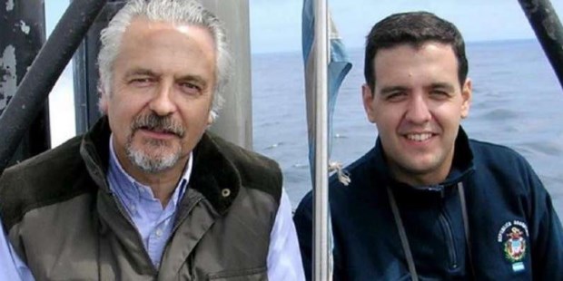 El Capitán de Navío Jorge Bergallo y su hijo, el Capitán de Corbeta Jorge Ignacio Bergallo, segundo comandante del ARA San Juan.